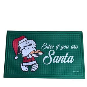 Peanuts Snoopy Santa Holiday rubber doormat rug 18x30 NWT